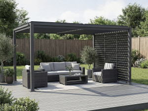 Pergola bioclimatica "Howard" con 3 lamelle in acciaio zincato - 3 x 4 m - Grigio 2