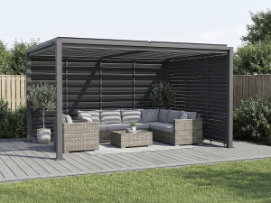 Pergola bioclimatica "Howard" con 7 lamelle in acciaio zincato - 3 x 4 m - Grigio 2