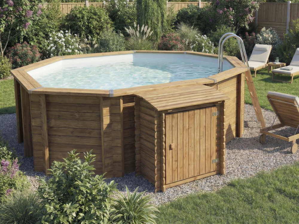 Box filtro per piscina "Keny" in legno trattato - 120 x 95 x 126 cm