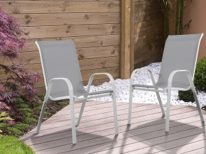 Sedia da giardino textilene "Cordoba" -Phoenix- Ecru-Set di 2 2