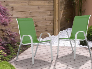 Sedia da giardino textilene "Cordoba" -Phoenix- Verde-Set di 2 2