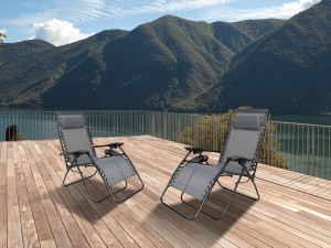 Set di 2 sedie da giardino reclinabili a gravità zero "Sintra" - Grigio 2