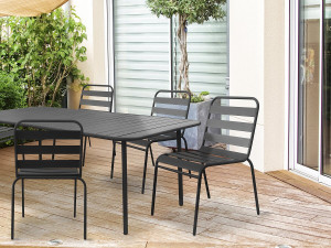 Set di 2 sedie da giardino impilabili in metallo "Bilbao" - Grigio 2