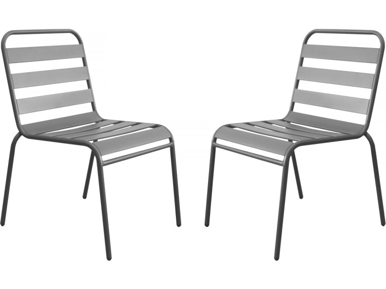 Set di 2 sedie da giardino impilabili in metallo "Bilbao" - Tortora