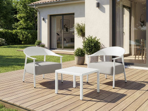 Set di 2 poltrone da giardino "Céora" in plastica e metallo - Bianco 2