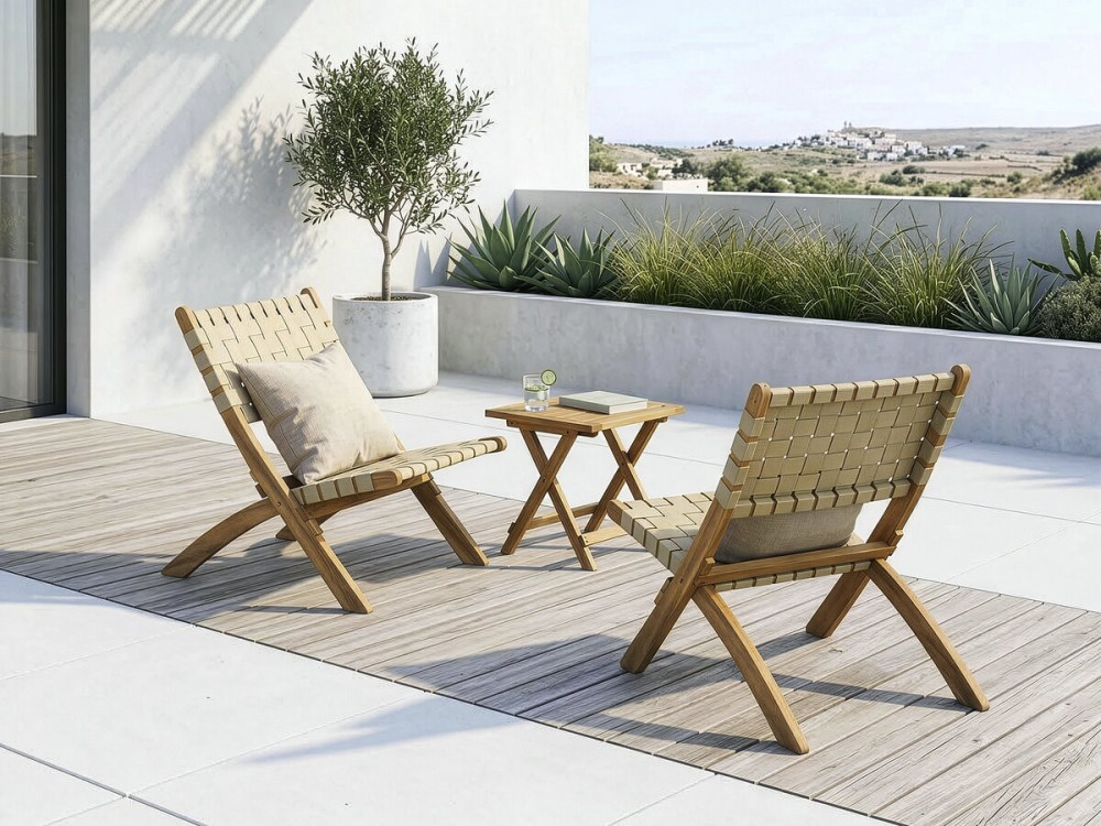 Set di 2 sedie da giardino in legno Hanoi - Beige