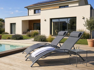 2 lettini in alluminio Beauty - PHOENIX - Grigio scuro / Argentato - set di 2 2