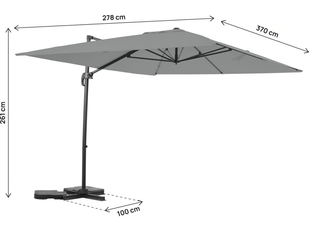 Ombrellone da giardino a sbalzo in alluminio "Sky 4" - 3 x 4 m - Grigio