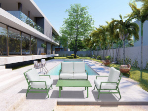 Set di mobili da giardino in metallo "Queens" - 4 posti - Verde 2