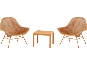 Set di 2 poltrone da giardino "Soléna" con tavolino - Arancione