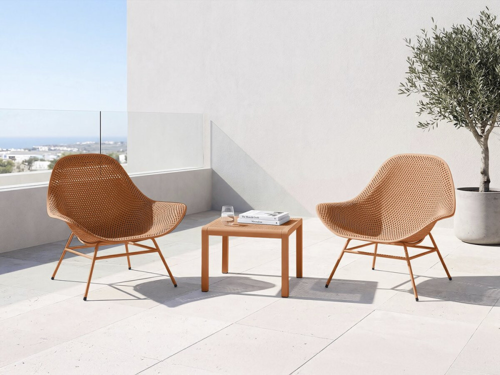 Set di 2 poltrone da giardino "Soléna" con tavolino - Arancione