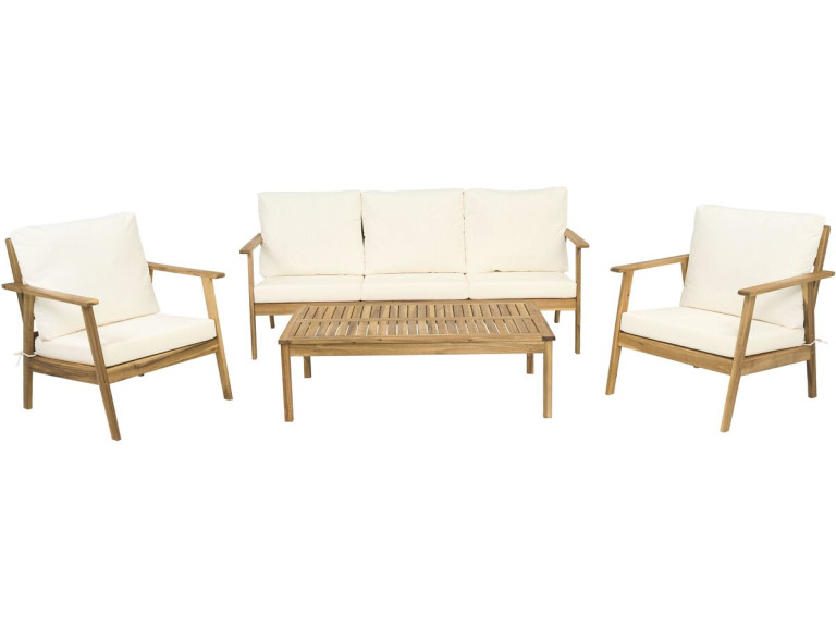 Set di mobili da giardino in legno d'acacia con cuscini "Chilwell" - 5 posti - Beige
