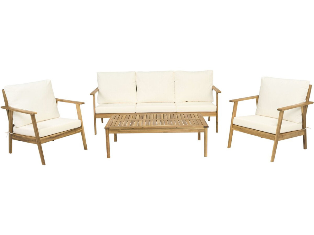 Set di mobili da giardino in legno d'acacia con cuscini "Chilwell" - 5 posti - Beige