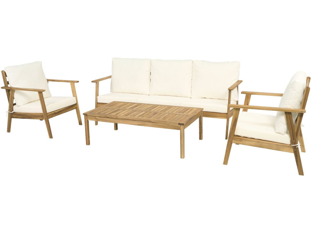 Set di mobili da giardino in legno d'acacia con cuscini "Chilwell" - 5 posti - Beige