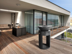 Barbecue/braciere a carbone e legna "Cesar" - 49 x 49 x 92 cm - Nero 2