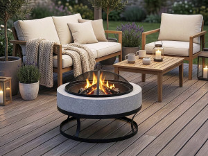 Braciere in pietra "Torro" - 70 x 70 x 49 cm - Bianco 2