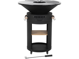 Braciere "Cesar premium" a carbonella e legna per barbecue plancha - Ø 81 cm - Nero