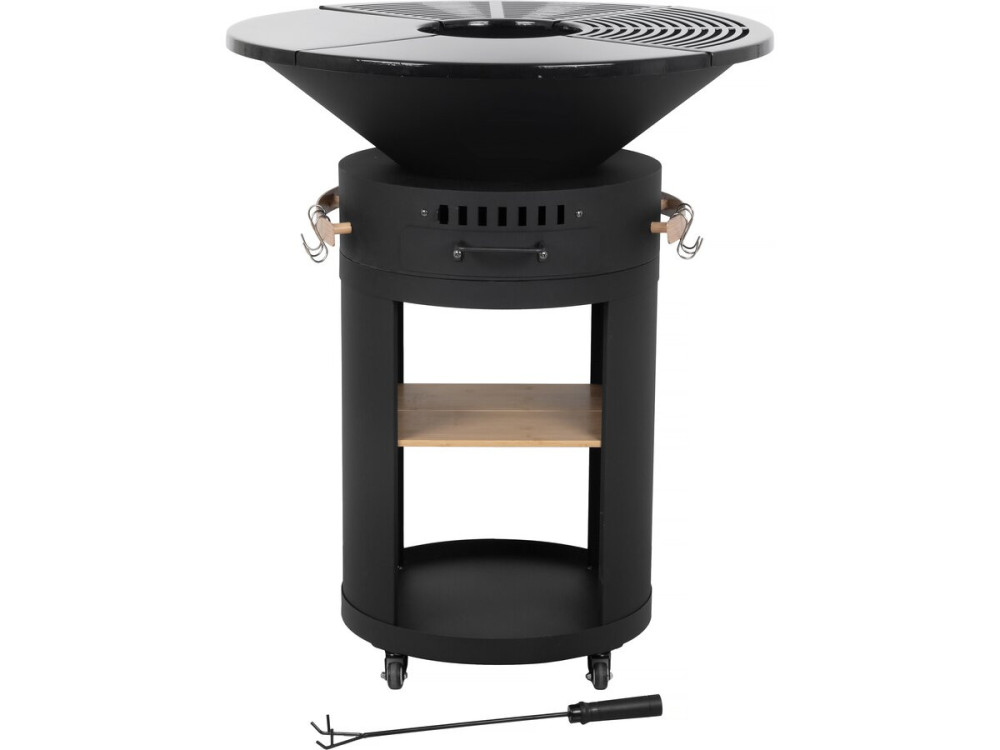 Braciere "Cesar premium" a carbonella e legna per barbecue plancha - Ø 81 cm - Nero
