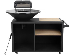 Braciere per barbecue plancha con forno per pizza "Maréchal" - Ø 81 cm - Nero