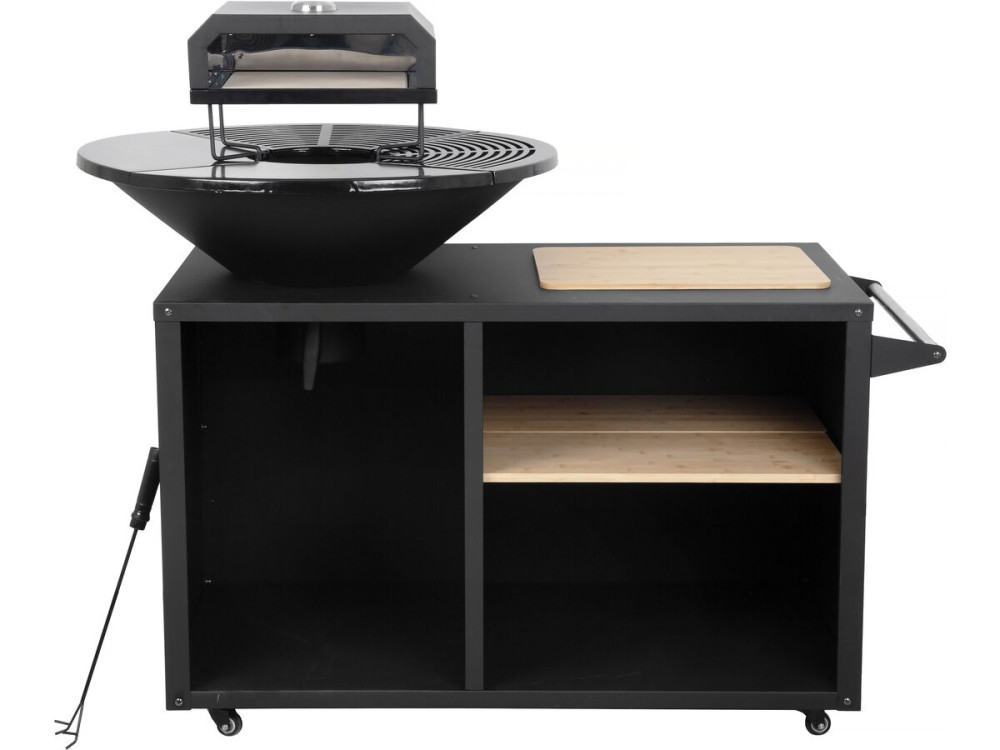 Braciere per barbecue plancha con forno per pizza "Maréchal" - Ø 81 cm - Nero