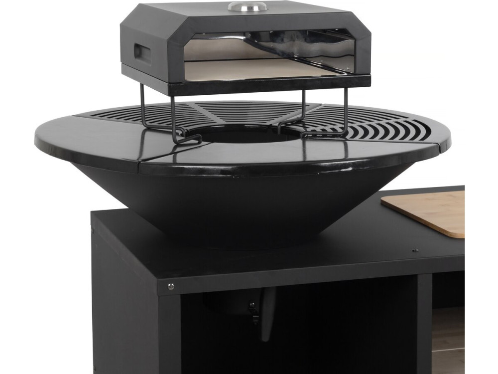 Braciere per barbecue plancha con forno per pizza "Maréchal" - Ø 81 cm - Nero