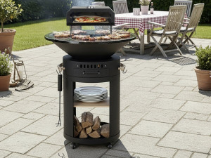 Braciere plancha per barbecue con forno per pizza "César premium" - Ø 81 cm - Nero 2