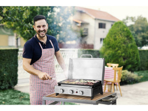 Piastra a gas con 3 bruciatori e coperchio in metallo "Fasto" - 7,5 kw - Grigio 2