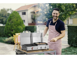Plancha e grill a gas "Flamo" - 3 bruciatori - Grigio 2