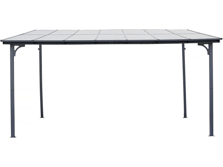 Pergola addossata "Marvin" - 4 x 3 m - 423 x 298 x 243 cm - Grigio scuro