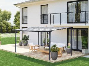 Pergola addossata "Marvin" - 4 x 3 m - 423 x 298 x 243 cm - Grigio scuro 2
