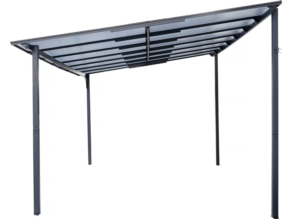 Pergola addossata "Marvin" - 4 x 3 m - 423 x 298 x 243 cm - Grigio scuro