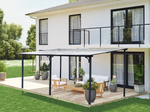 Pergola addossata "Marvin" - 5,5 x 3 m - 545 x 298 x 243 cm - Grigio scuro 2