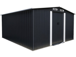 Casetta da giardino in metallo con porta scorrevole "Boston" - 13 m² - Grigio