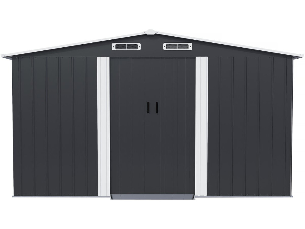 Casetta da giardino in metallo con porta scorrevole "Boston" - 13 m² - Grigio