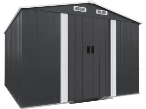 Casetta da giardino in metallo "Boston" con porta scorrevole - 8 m² - Grigio
