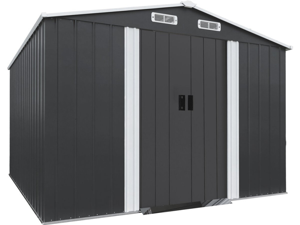 Casetta da giardino in metallo "Boston" con porta scorrevole - 8 m² - Grigio