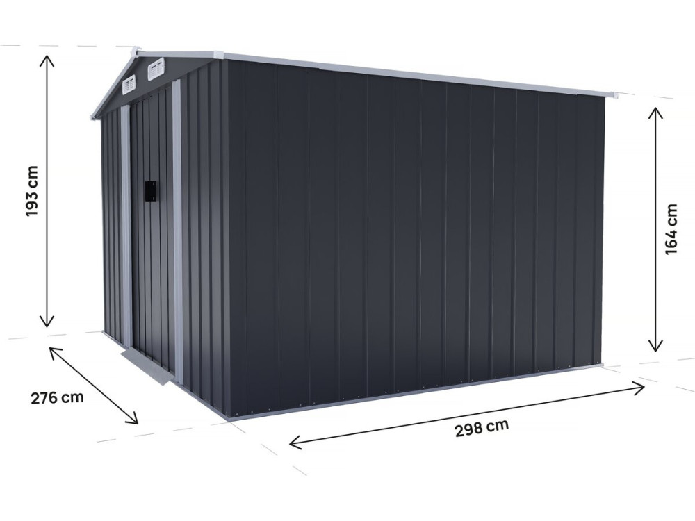 Casetta da giardino in metallo "Boston" con porta scorrevole - 8 m² - Grigio