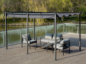 Pergola in metallo con tetto retrattile - 3 x 6 m - Antracite 2