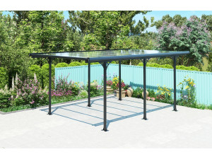 Carport tettoia per auto "Denver" - 5,02 x 3,13 x 2,05 m - Trasparente / Nero 2