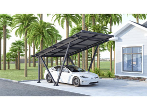 Ombrellone per posto auto coperto solare con pannelli fotovoltaici - 366 x 575 x 366 cm - Grigio - 4,1 kW 2