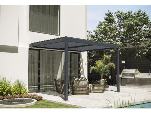 Pergola bioclimatica addossata "Windsor" con led - 3 x 4 m - Antracite 2