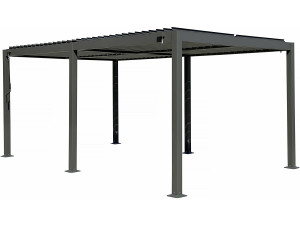 Pergola bioclimatica autoportante Kensington in alluminio - 3 x 5 m - Grigio
