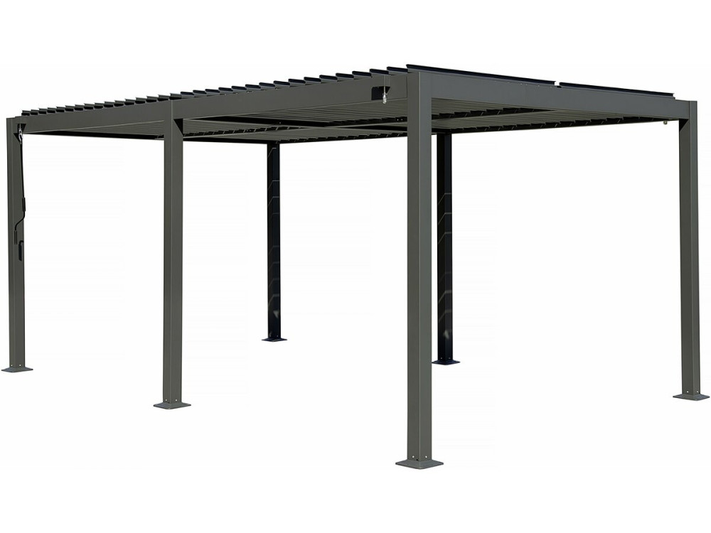 Pergola bioclimatica autoportante Kensington in alluminio - 3 x 5 m - Grigio