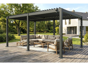 Pergola bioclimatica autoportante Kensington in alluminio - 3 x 5 m - Grigio 2