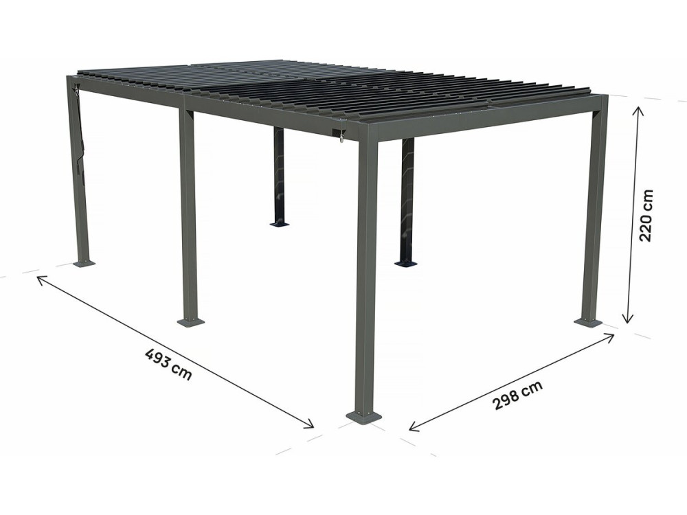 Pergola bioclimatica autoportante Kensington in alluminio - 3 x 5 m - Grigio
