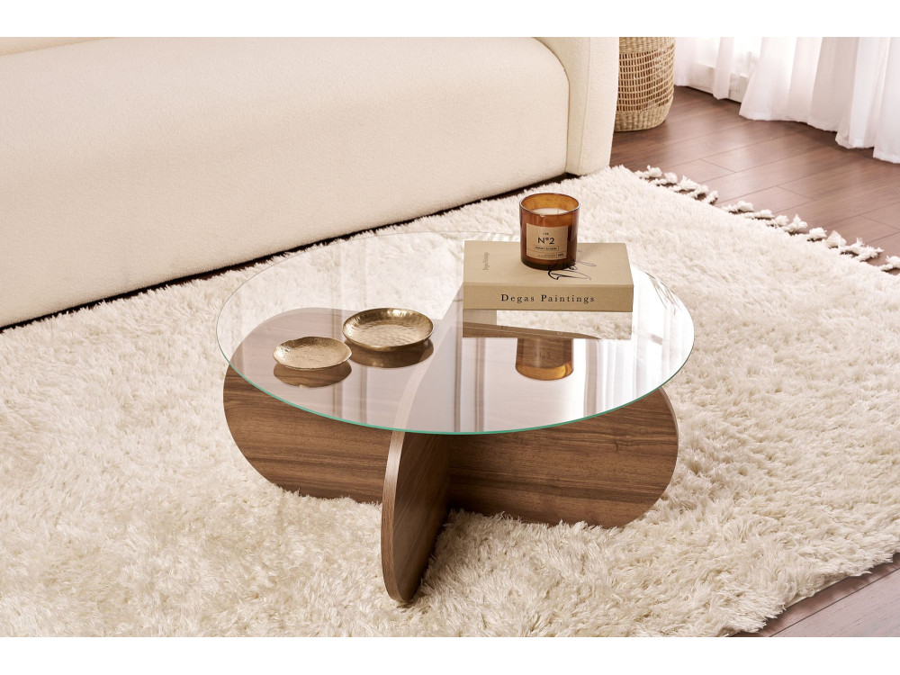 Tavolo basso in legno "Aeris" - 75 x 75 x 35 cm - Noyer Trasparente