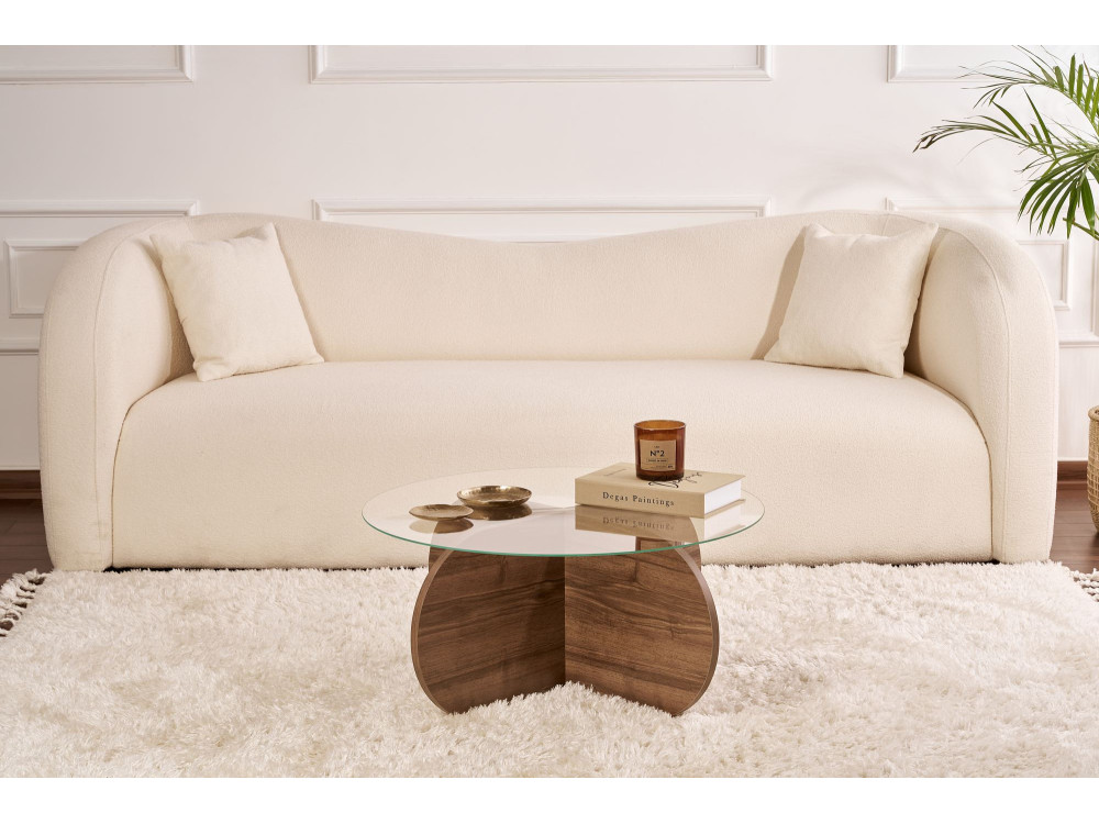 Tavolo basso in legno "Aeris" - 75 x 75 x 35 cm - Noyer Trasparente