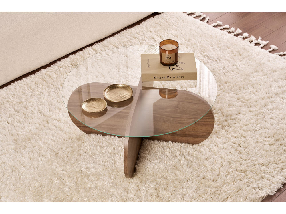 Tavolo basso in legno "Aeris" - 75 x 75 x 35 cm - Noyer Trasparente