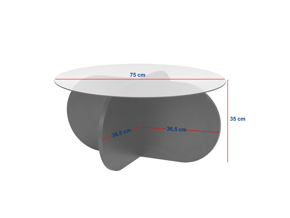 Tavolo basso in legno "Aeris" - 75 x 75 x 35 cm - Noyer Trasparente