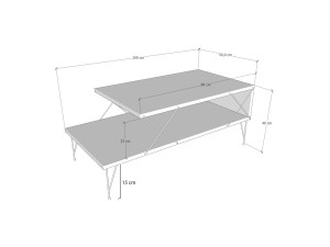 Tavolino da caffè in legno "Loire" - 100 x 50 x 40 cm - Rovere